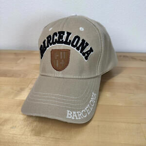 FC Barcelona Hat‎ Cap Football Soccer Tan Beige Embroidered Adjustable NWT